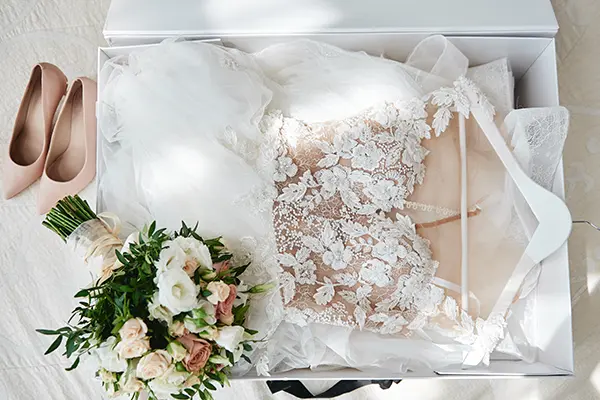 wedding gown in box